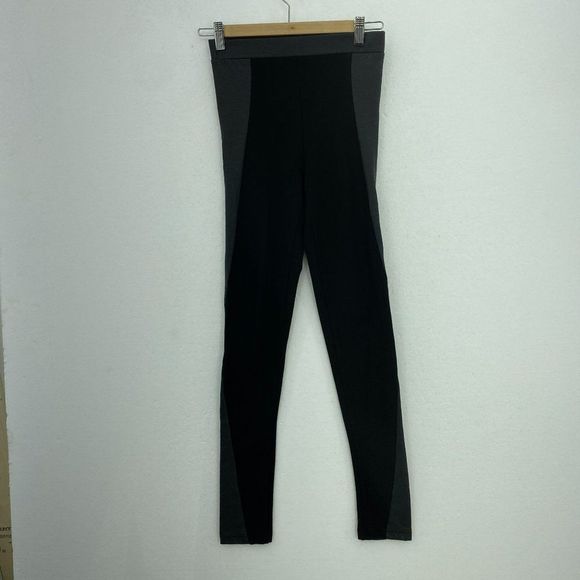 TOPSHOP Black Leggings Leather Side Stripes - Picture 1 of 5